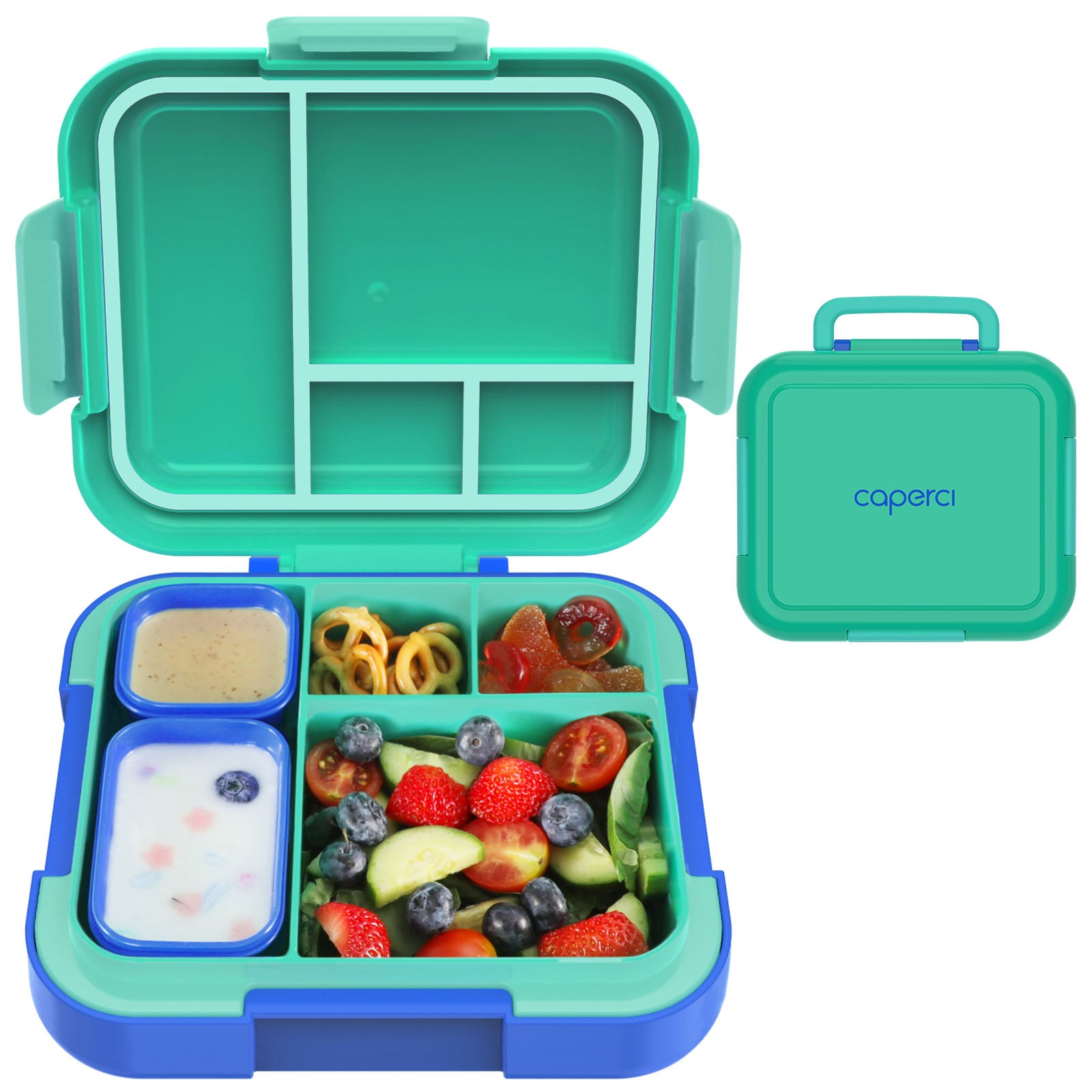 Caperci Kids Bento Lunch Box with Insulated Thermos - Leakproof Versatile  Lunch Box Food Containers for Kids & Teens, 4 Compartments, Two Temperature