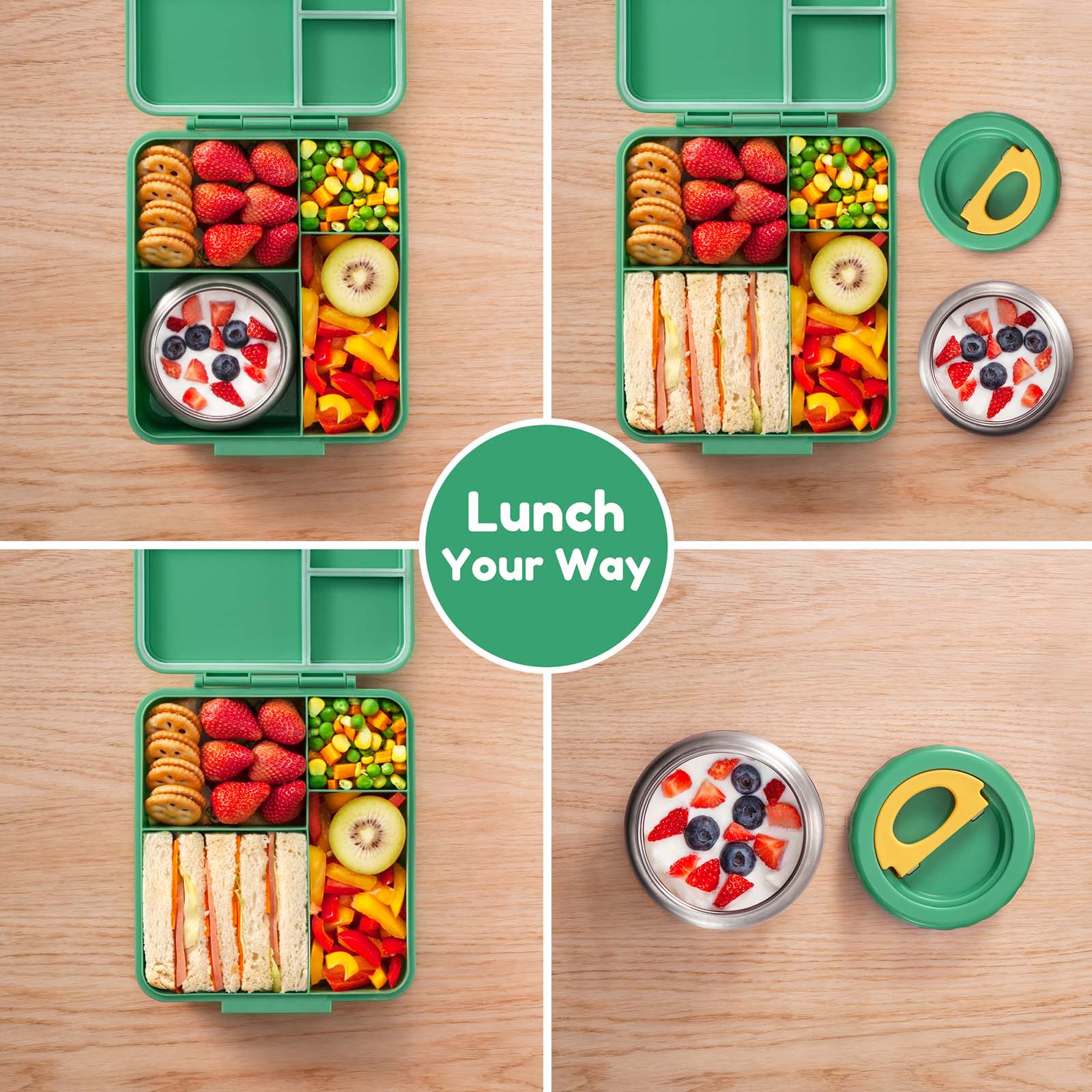 Caperci Insulated Kids Bento Lunch Box with Thermos Jar
