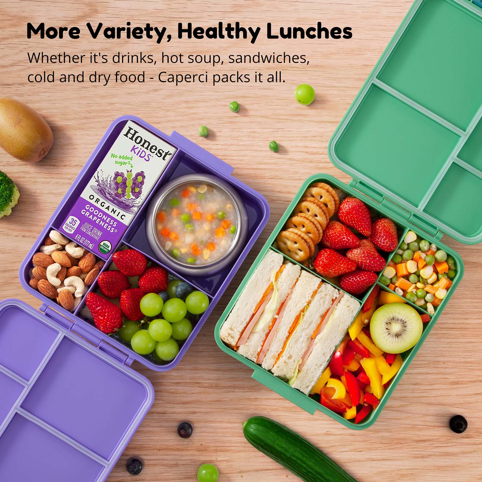 Caperci Insulated Kids Bento Lunch Box with Thermos Jar
