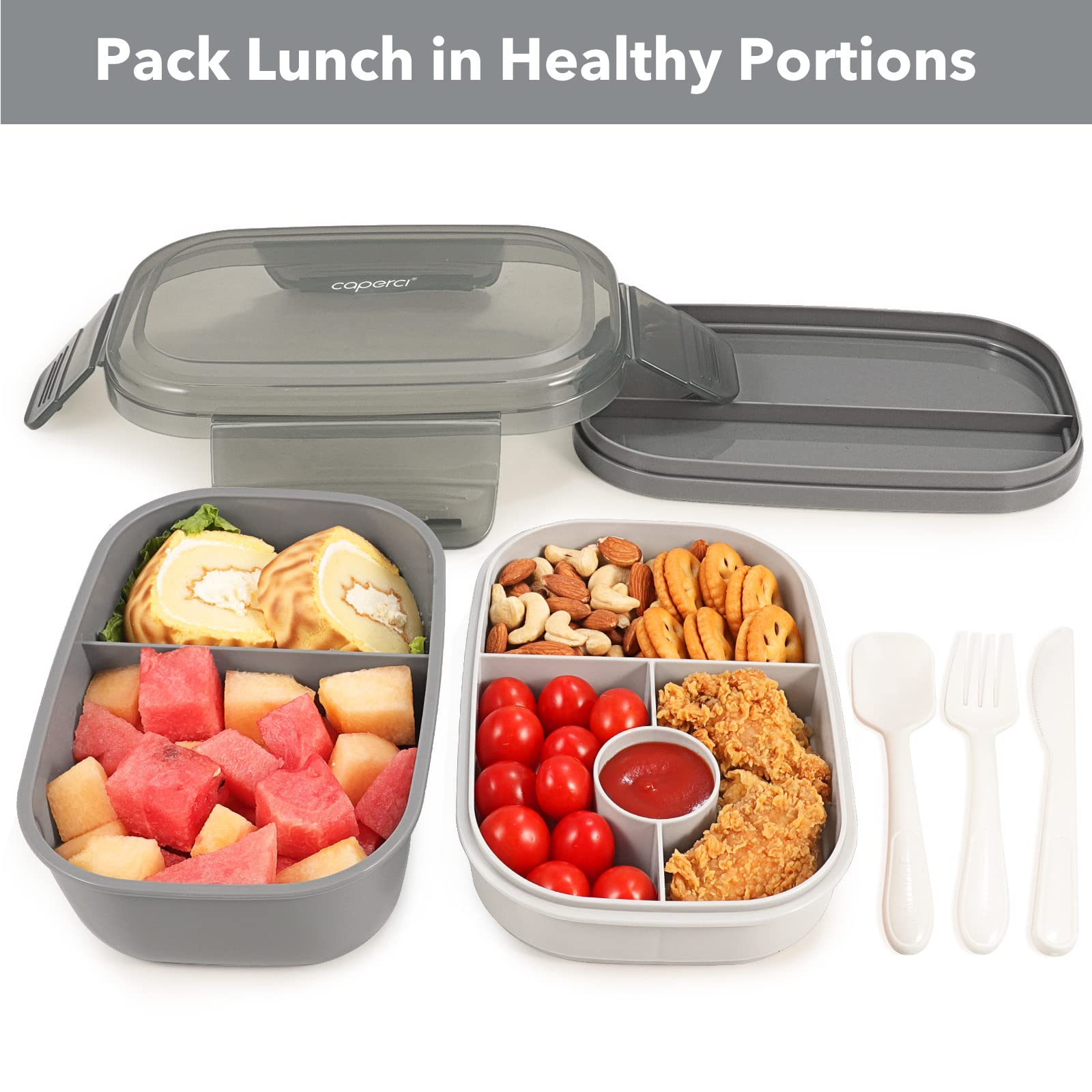 Caperci Classic Bento Box Adult Lunch Box for Older Kids - Leakpoof 47 oz  3-Compartment Lunch Contai…See more Caperci Classic Bento Box Adult Lunch