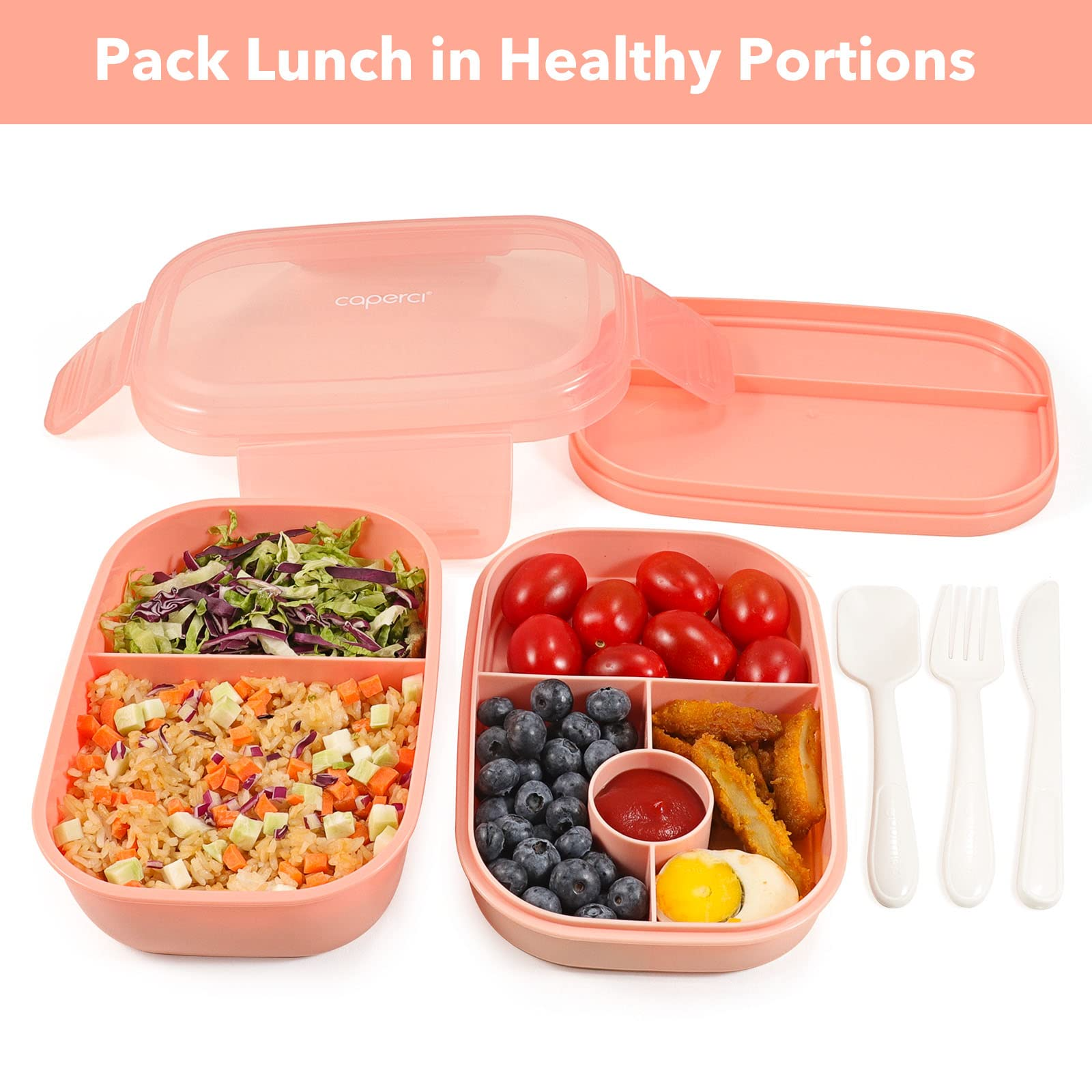 Caperci Premium Bento Box Adult Lunch Box for Older Kids - Leakproof 44 oz  3-Compartment Lunch Conta…See more Caperci Premium Bento Box Adult Lunch