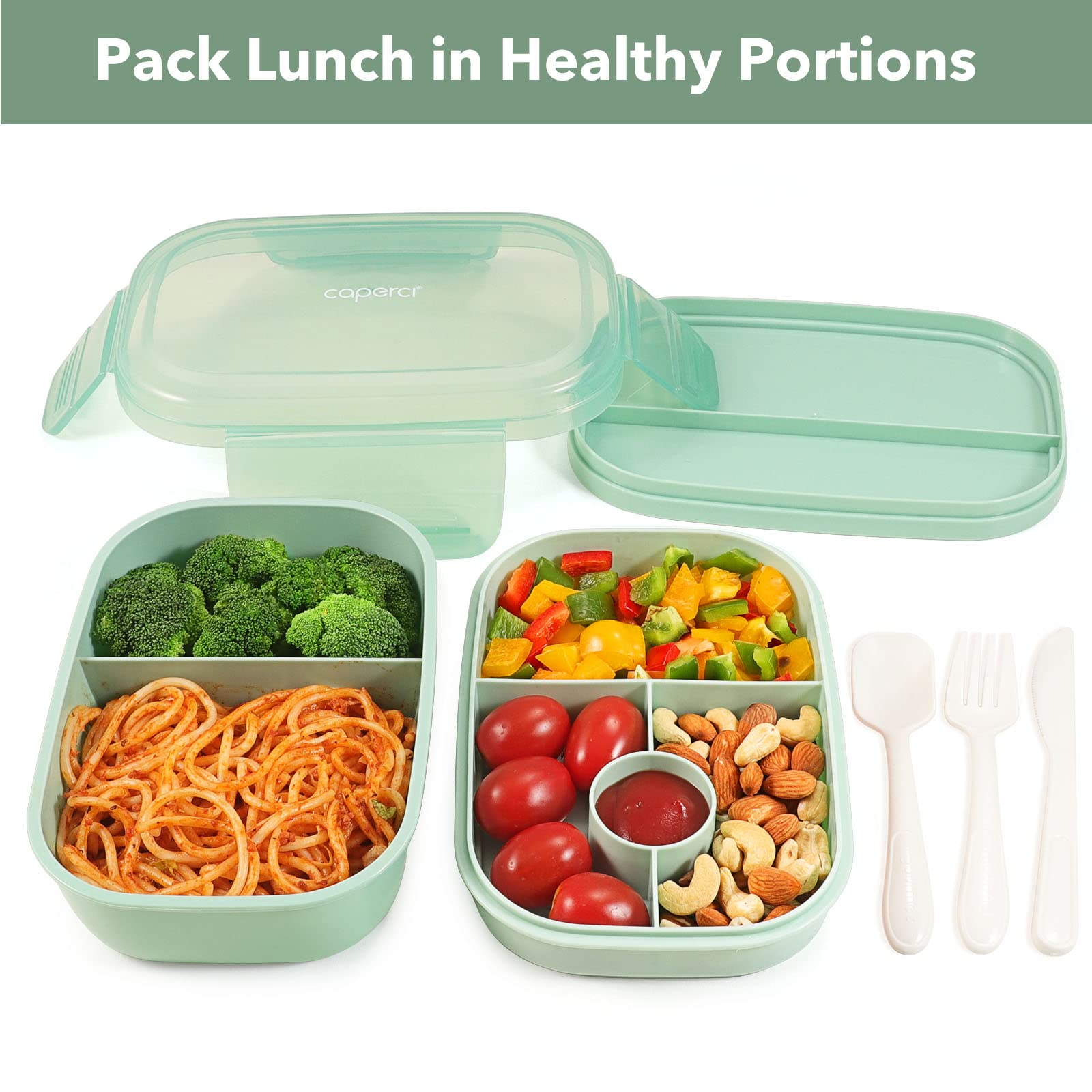 Caperci Classic Bento Box Adult Lunch Box for Older Kids - Leakpoof 47 oz  3-Compartment Containers f…See more Caperci Classic Bento Box Adult Lunch