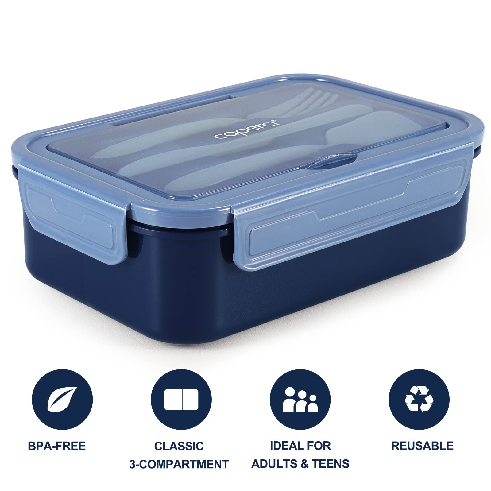 Caperci Classic Bento Box Adult Lunch Box for Older Kids