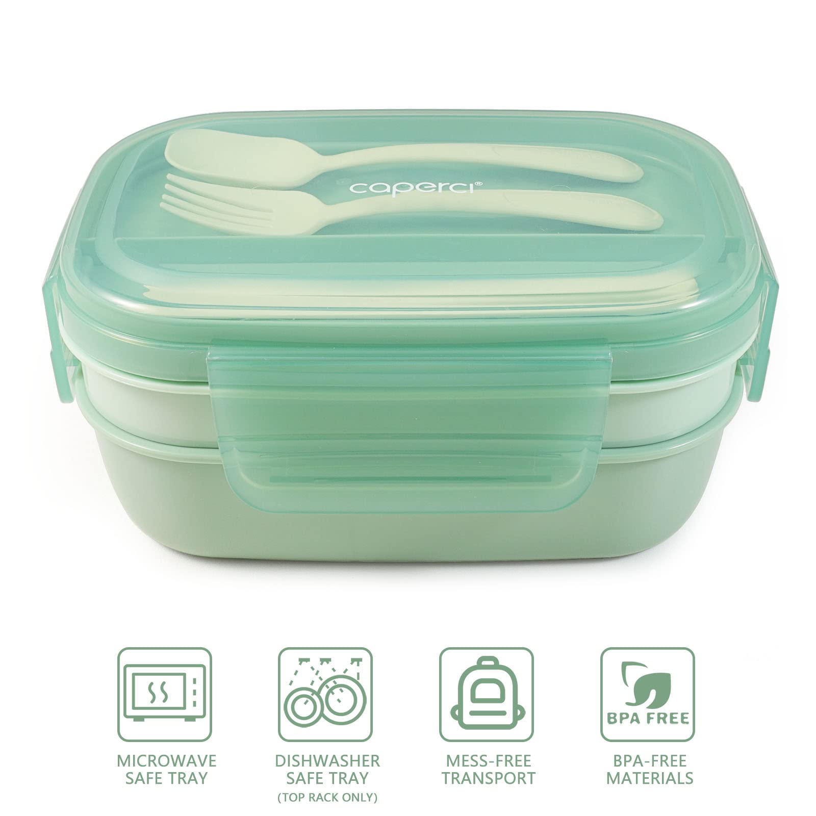 Caperci Bento Box for Kids - Large 4.8 Cups Lunch Box with Two Modular  Containers - 4 Compartments, Leak-Proof, Portable Handle,  Microwave/Dishwasher