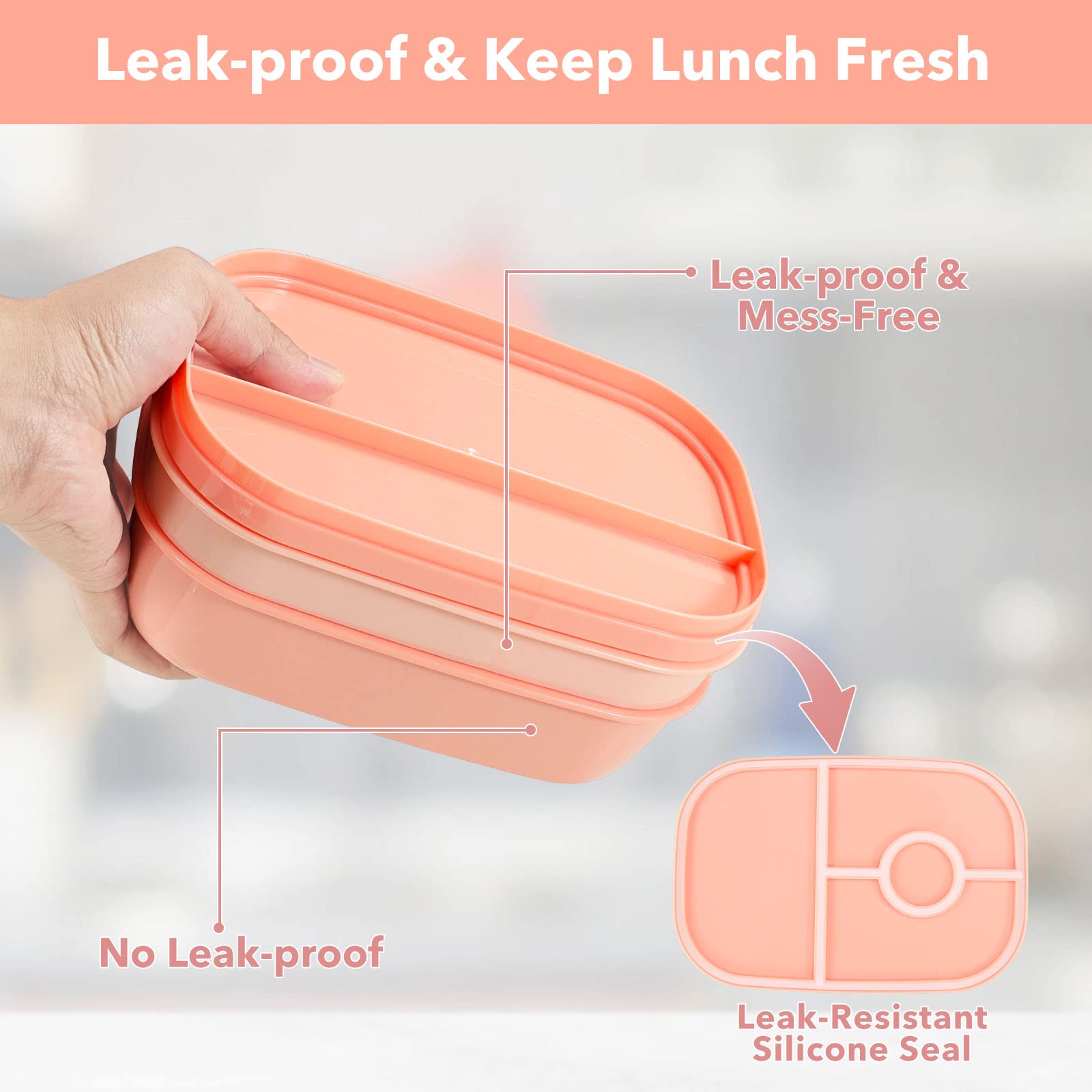 Caperci Premium Bento Lunch Box for Adult & Older Kids - Leakproof 44 oz  3-Compartment Lunch Contain…See more Caperci Premium Bento Lunch Box for